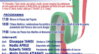 4 NOVEMBRE 2018 - Giornata dell'Unit&agrave; Nazionale e delle Forze Armate, ...