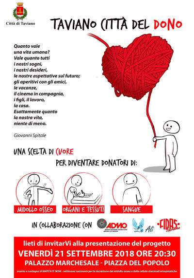 Presentazione alla cittadinanza del Progetto TAVIANO Citt&agrave; del Dono