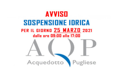 AVVISO AQP: Interruzione Erogazione Idrica